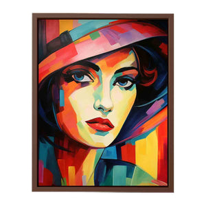Bold fauvist woman portrait canvas art for dressing room decor.