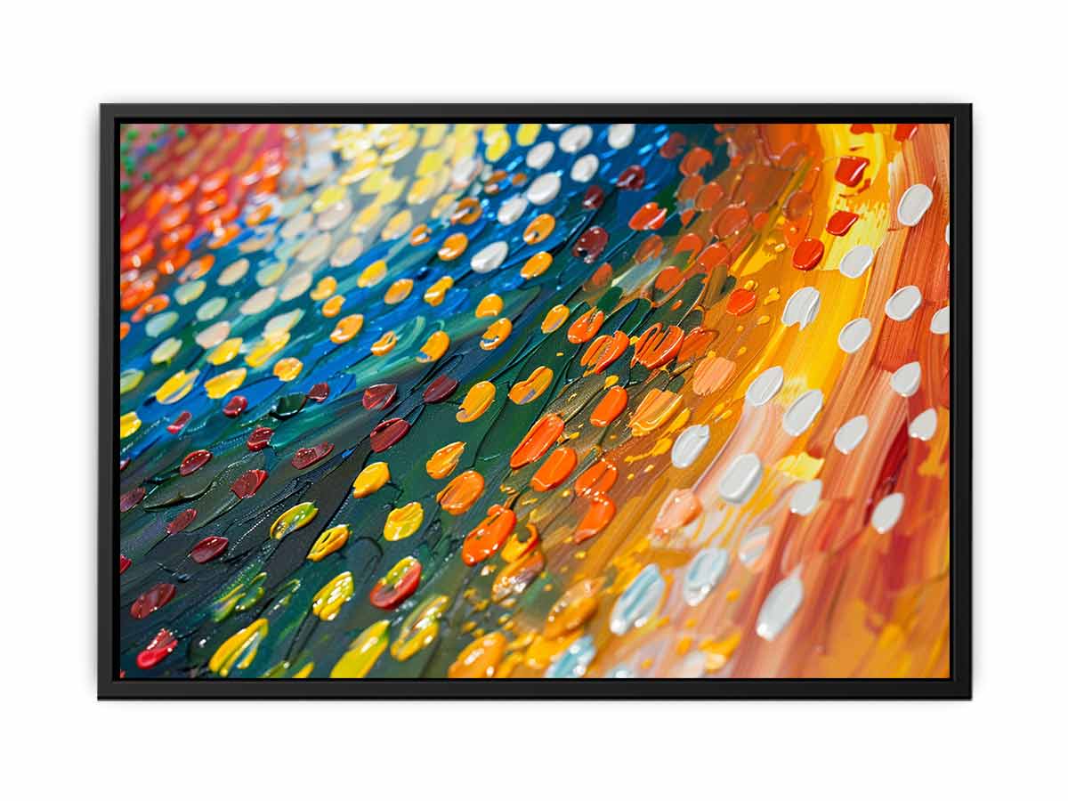 Colorful abstract impasto canvas art for modern living room decor.