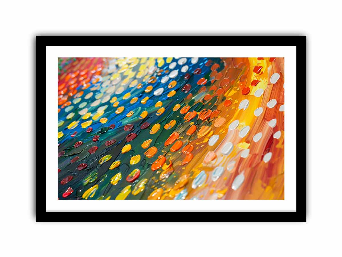 Colorful abstract impasto canvas art for modern living room decor.
