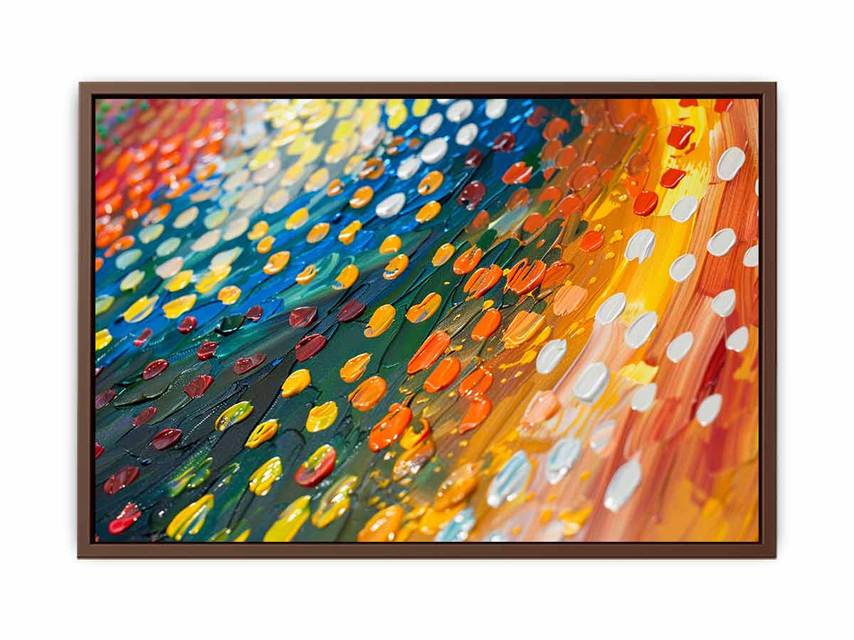 Colorful abstract impasto canvas art for modern living room decor.