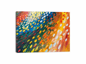 Colorful abstract impasto canvas art for modern living room decor.