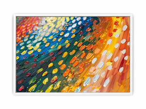Colorful abstract impasto canvas art for modern living room decor.