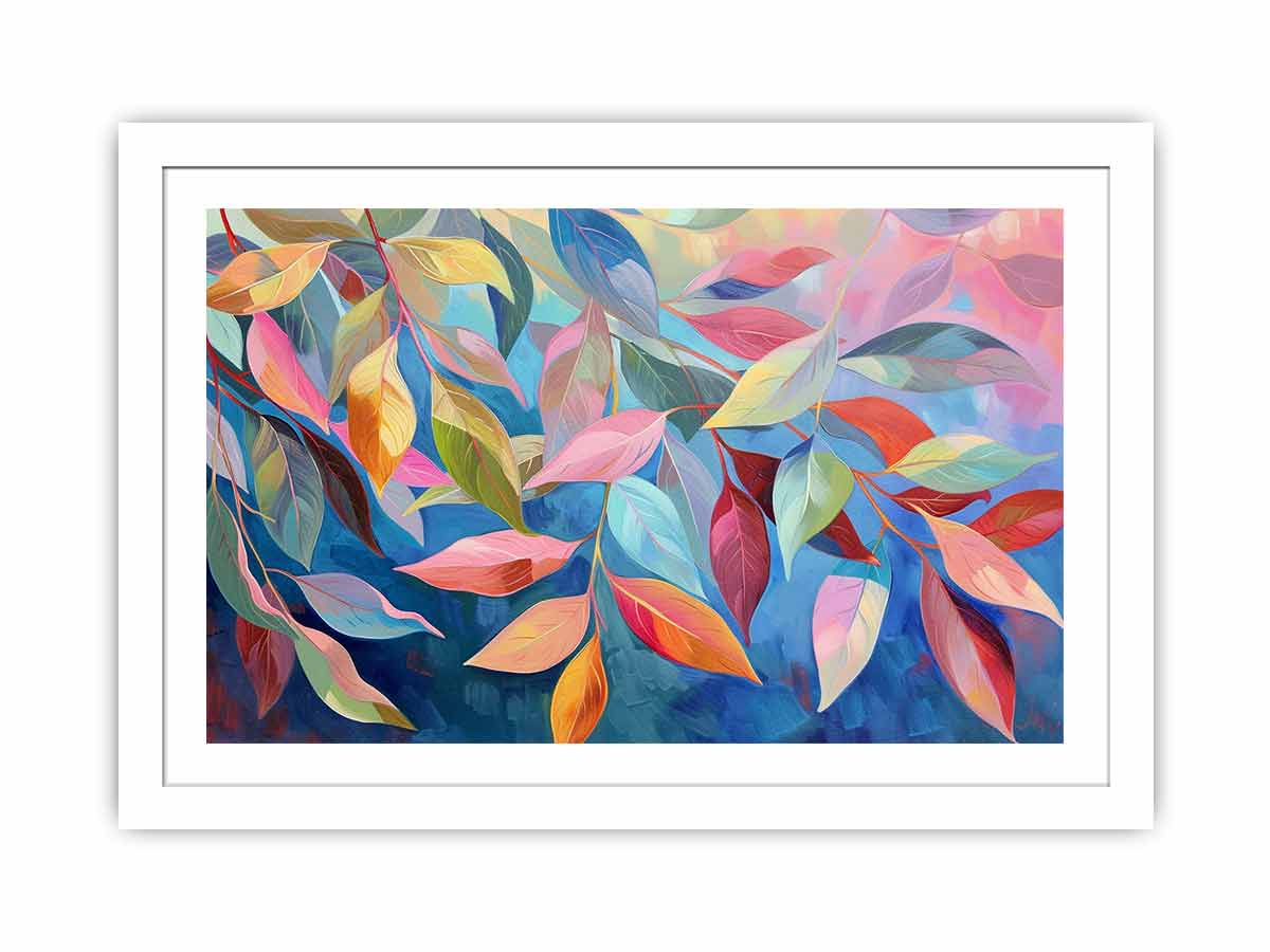 Pastel botanical leaf canvas art for soft modern bedroom decor.