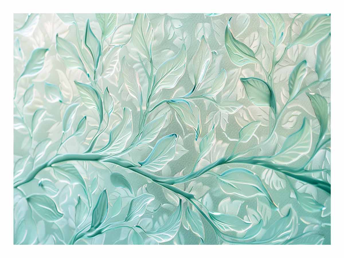Mint botanical leaf canvas art for calm modern bedroom decor.