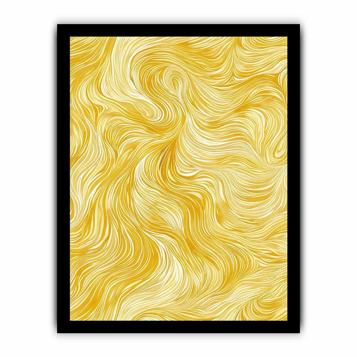Golden abstract line pattern canvas art for bright modern bedroom decor.