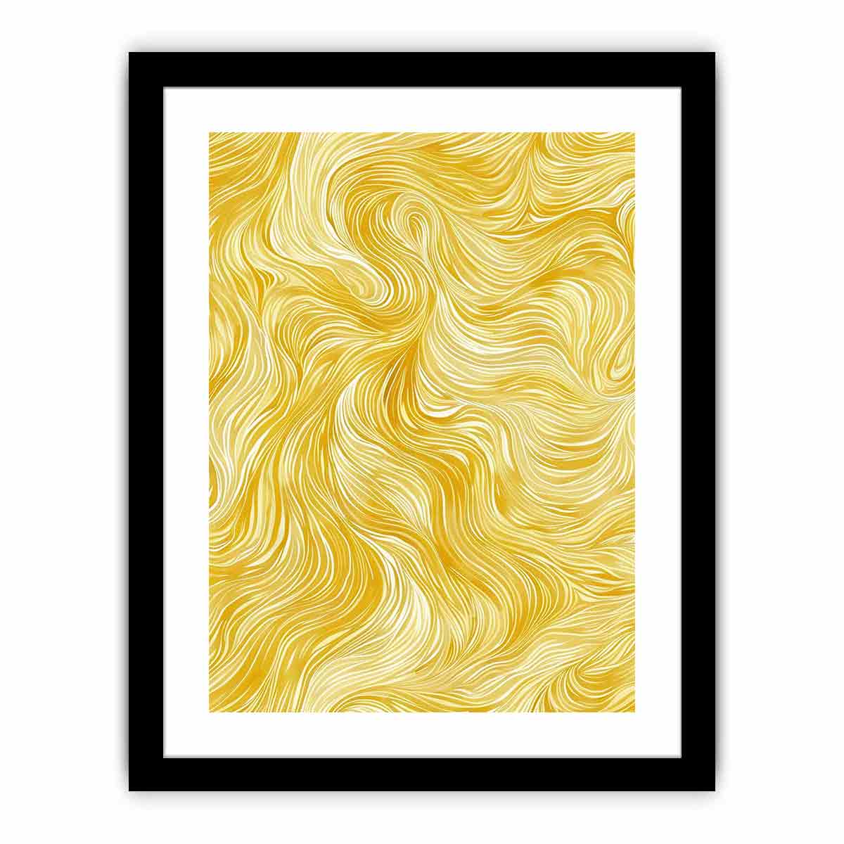 Golden abstract line pattern canvas art for bright modern bedroom decor.