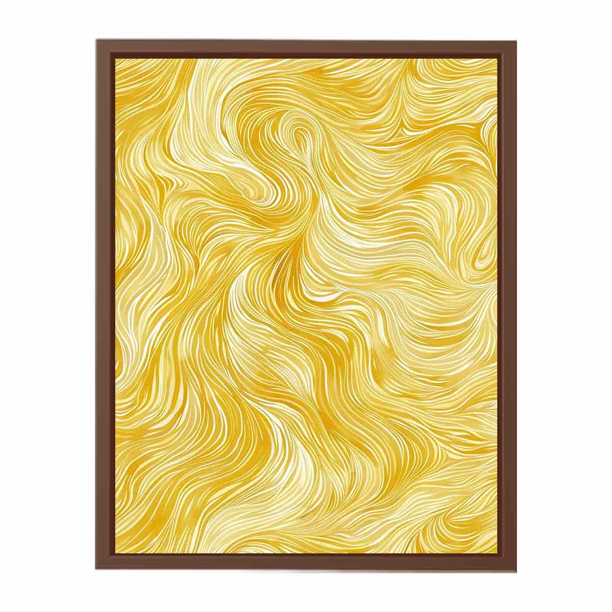 Golden abstract line pattern canvas art for bright modern bedroom decor.