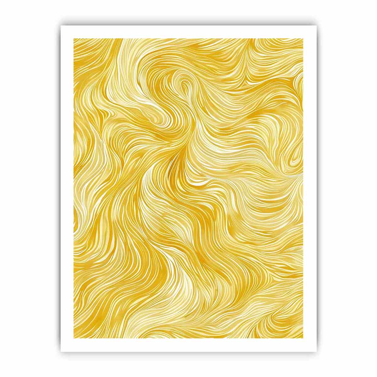Golden abstract line pattern canvas art for bright modern bedroom decor.