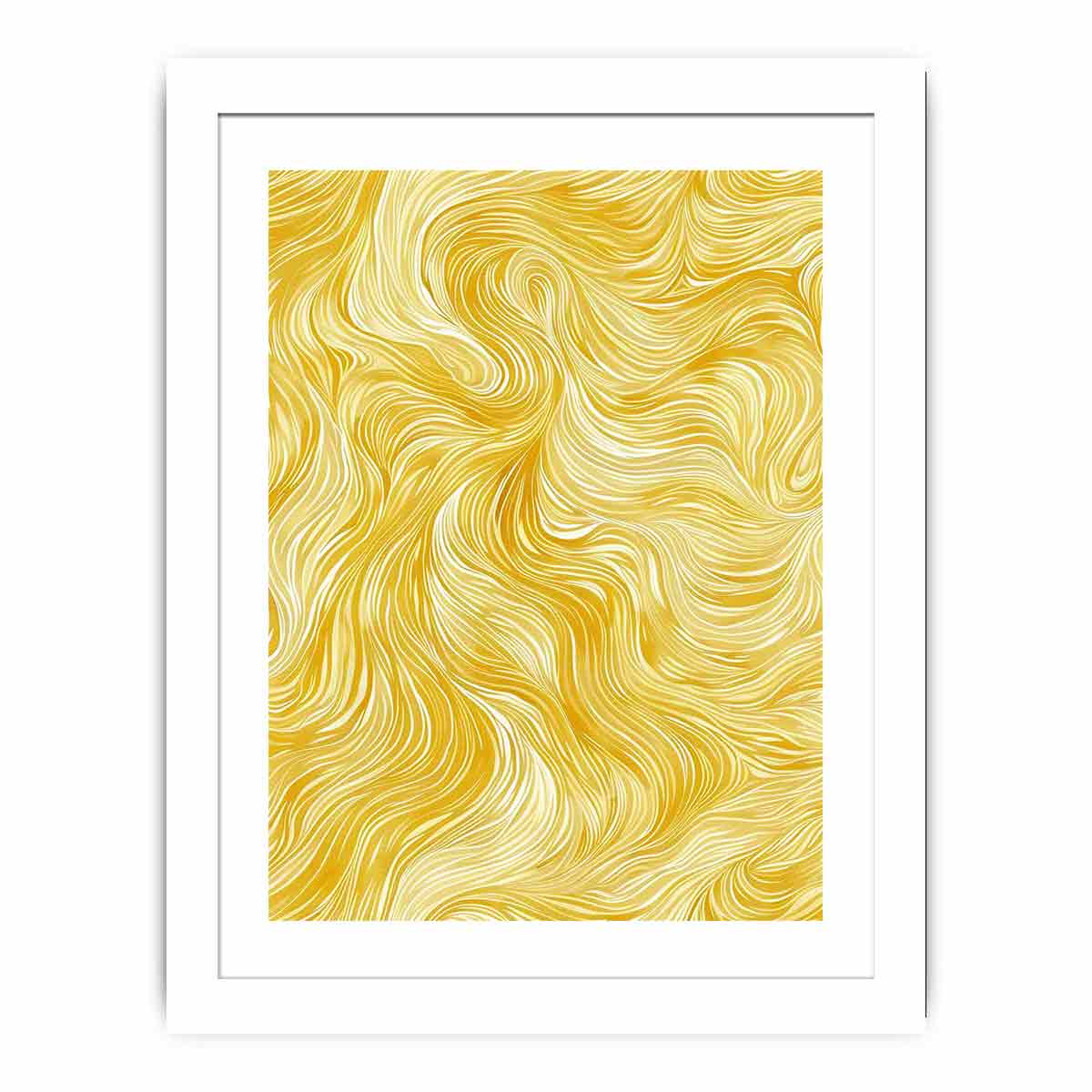 Golden abstract line pattern canvas art for bright modern bedroom decor.