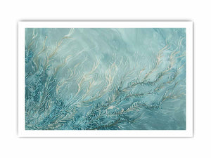 Coastal abstract coral canvas art for serene bedroom and bathroom decor.