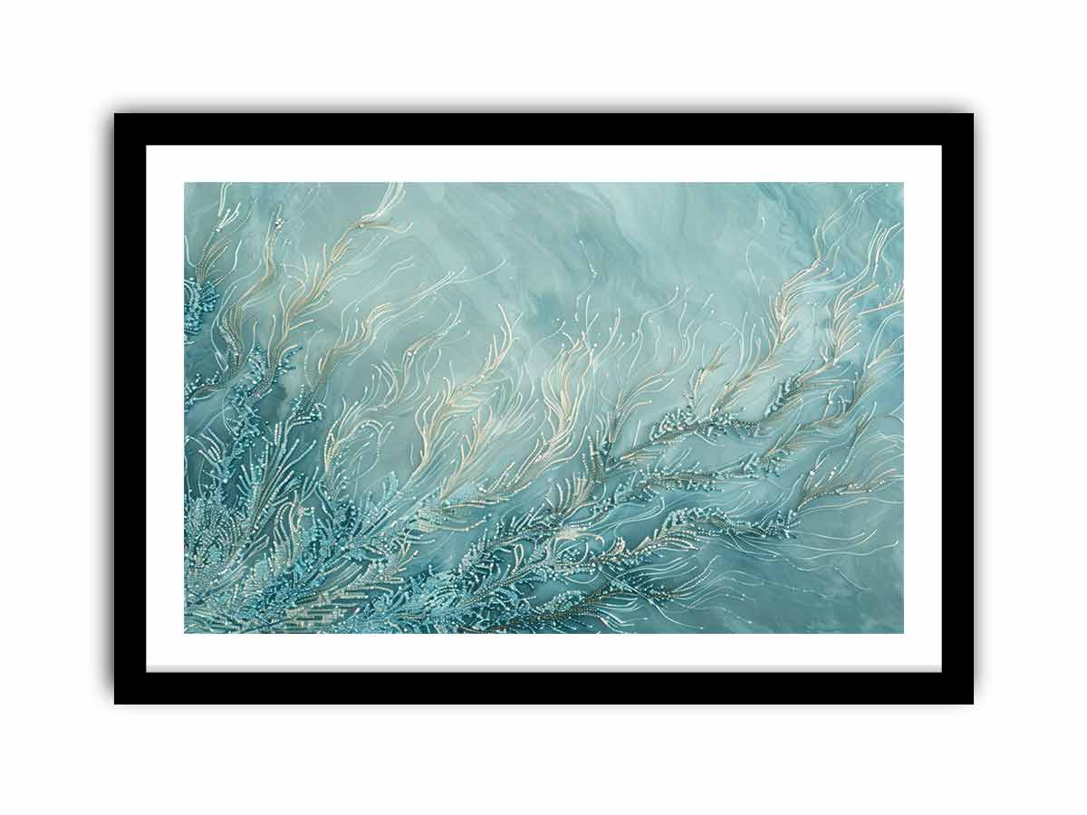 Coastal abstract coral canvas art for serene bedroom and bathroom decor.