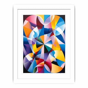 Colorful geometric abstract canvas art with prism shapes for modern living room decor.