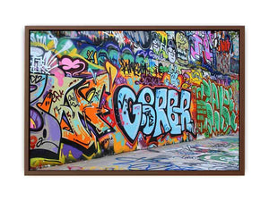 Colorful graffiti wall canvas art with urban street mural style for loft or office decor.