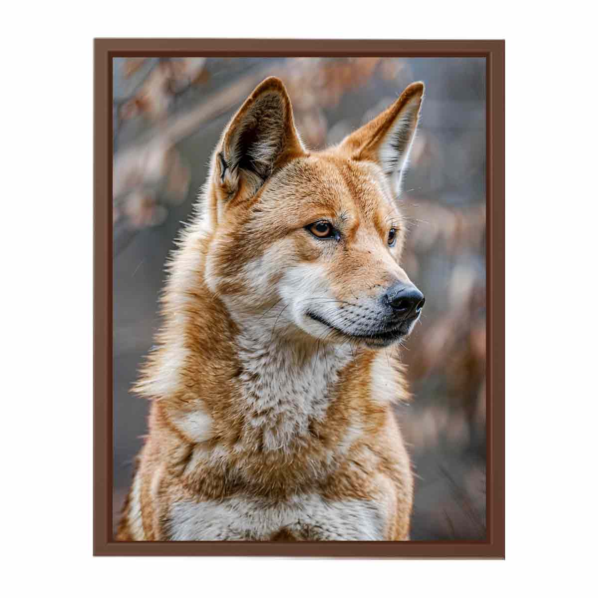 Dingo-inspired wild dog canvas art for earthy modern living room decor.