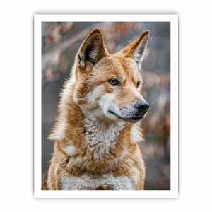 Dingo-inspired wild dog canvas art for earthy modern living room decor.
