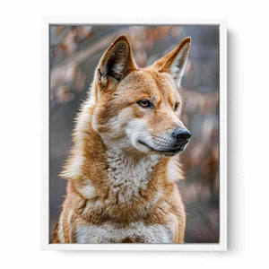 Dingo-inspired wild dog canvas art for earthy modern living room decor.