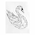 Black and white geometric swan line art for minimalist bedroom or hallway decor.
