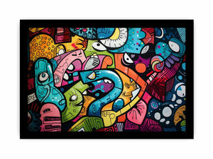 Colorful graffiti pop art canvas with bold abstract street style for modern loft decor.