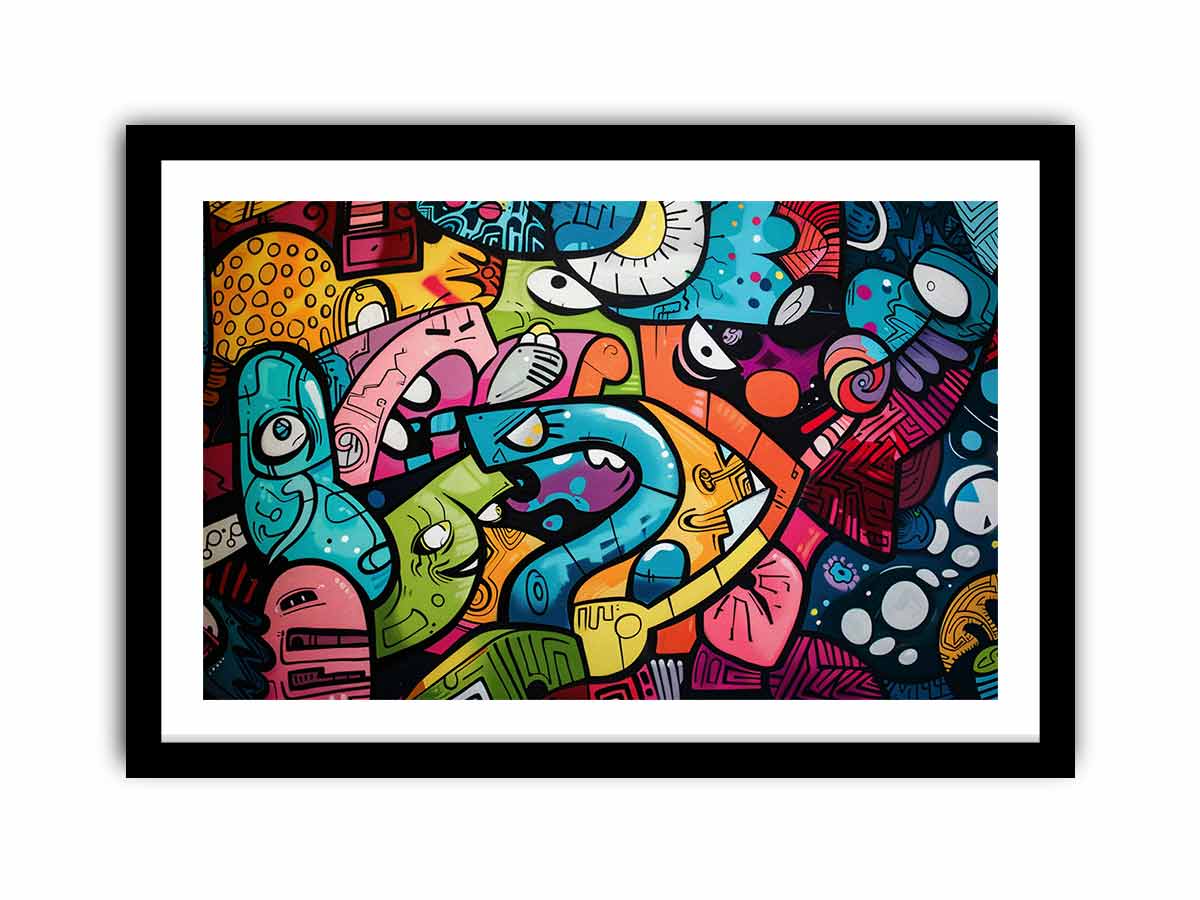 Colorful graffiti pop art canvas with bold abstract street style for modern loft decor.