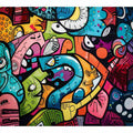 Colorful graffiti pop art canvas with bold abstract street style for modern loft decor.