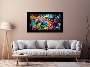 Colorful graffiti pop art canvas with bold abstract street style for modern loft decor.