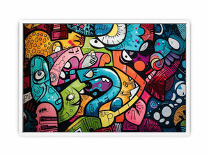 Colorful graffiti pop art canvas with bold abstract street style for modern loft decor.