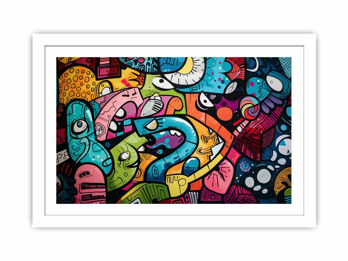 Colorful graffiti pop art canvas with bold abstract street style for modern loft decor.
