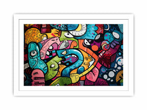 Colorful graffiti pop art canvas with bold abstract street style for modern loft decor.