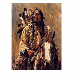 Native inspired horse portrait canvas print for warm rustic living room decor.