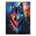 Vibrant neon wolf canvas print for dramatic modern wall decor.