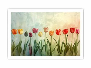 Colorful tulip floral canvas print for fresh spring home decor.