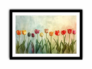 Colorful tulip floral canvas print for fresh spring home decor.