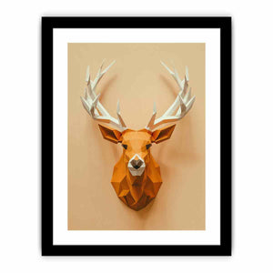 Geometric deer canvas art with antlers for modern entryway decor.