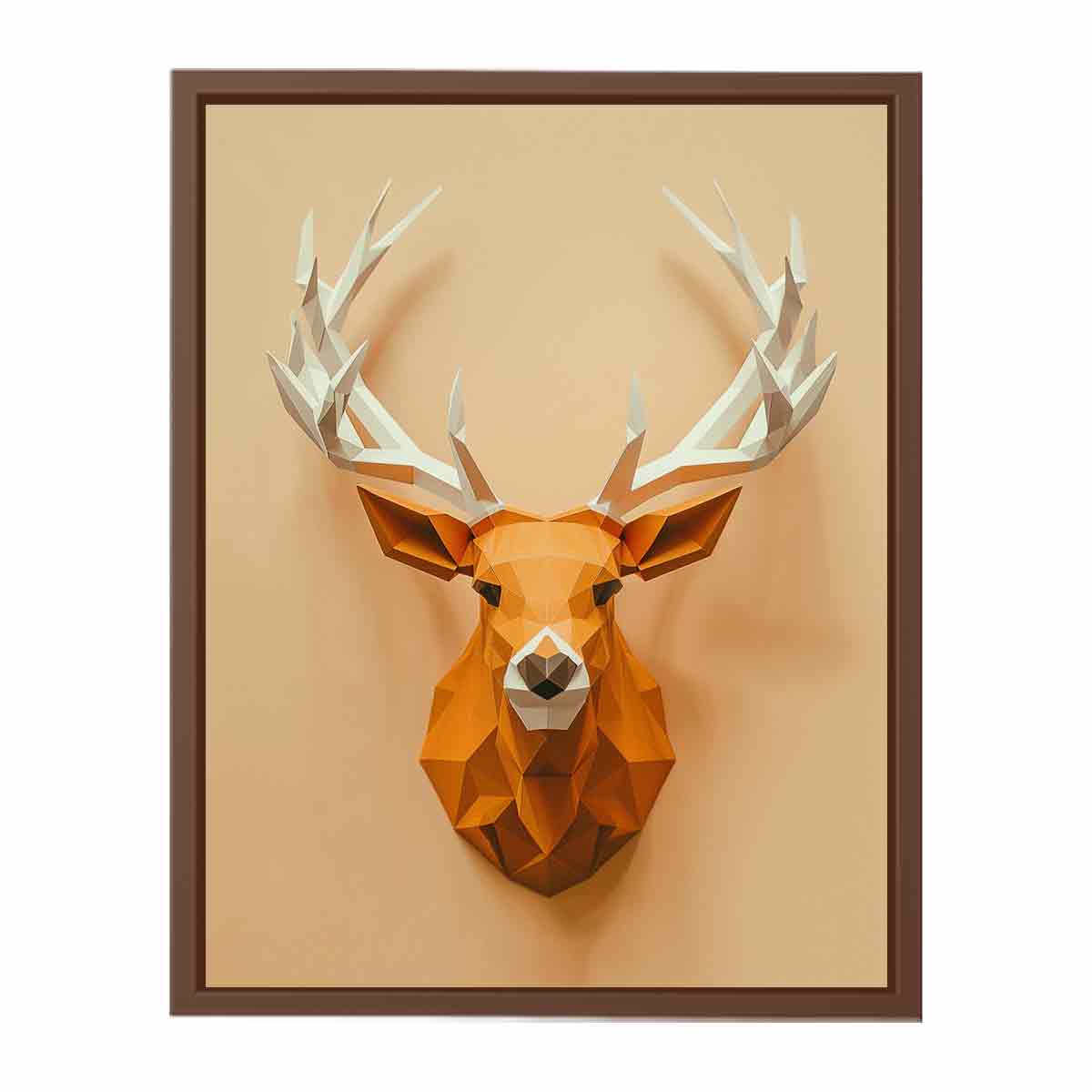 Geometric deer canvas art with antlers for modern entryway decor.