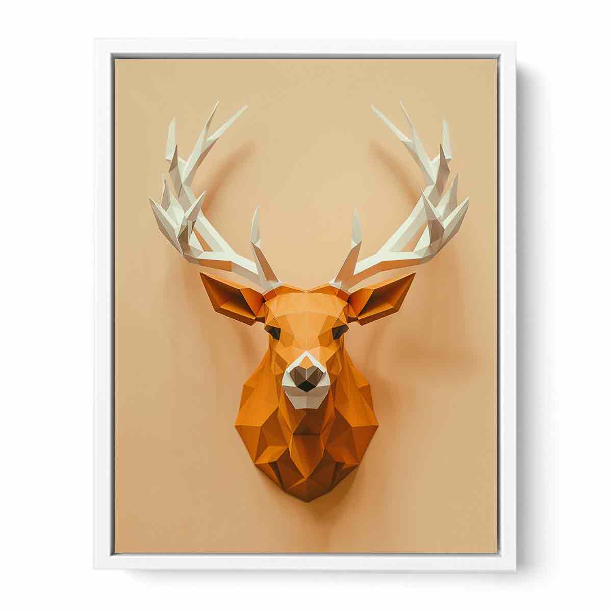 Geometric deer canvas art with antlers for modern entryway decor.