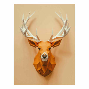 Geometric deer canvas art with antlers for modern entryway decor.