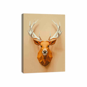 Geometric deer canvas art with antlers for modern entryway decor.