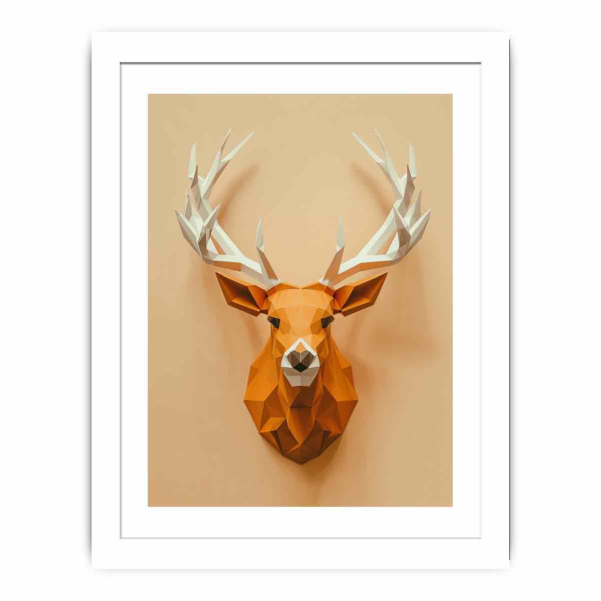 Geometric deer canvas art with antlers for modern entryway decor.