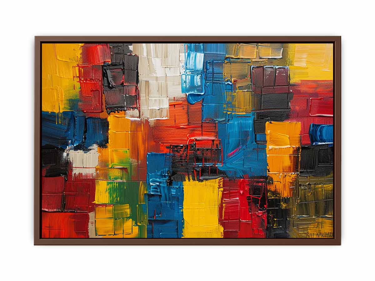 Bold abstract color block canvas art for modern loft wall decor.