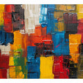 Bold abstract color block canvas art for modern loft wall decor.