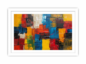 Bold abstract color block canvas art for modern loft wall decor.