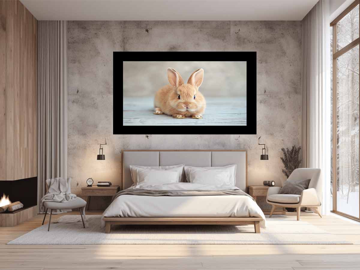 Soft bunny canvas print for cute nursery and kids room wall decor.