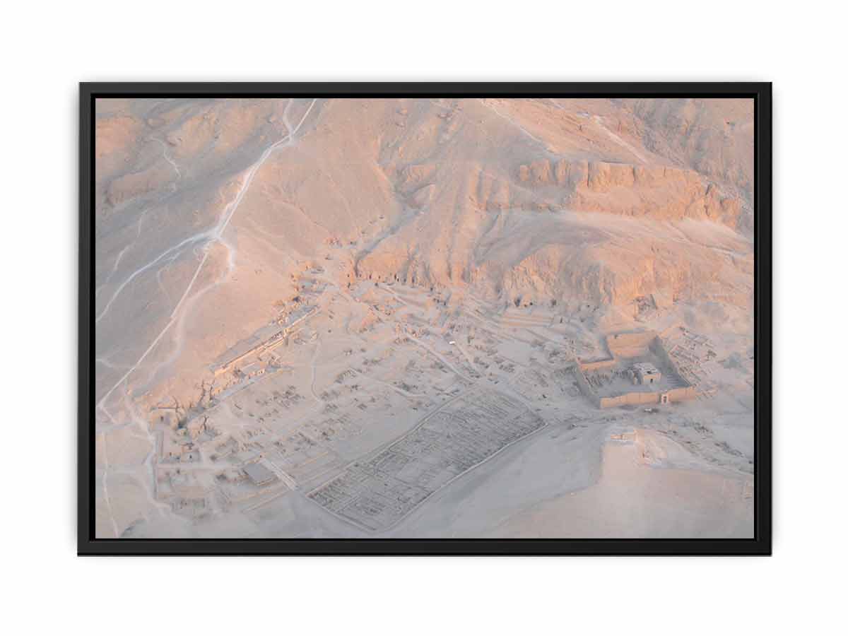 Aerial desert ruins canvas art for refined neutral office decor.