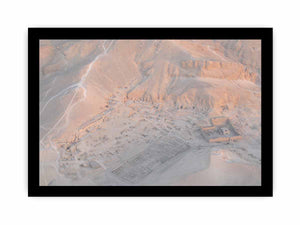 Aerial desert ruins canvas art for refined neutral office decor.