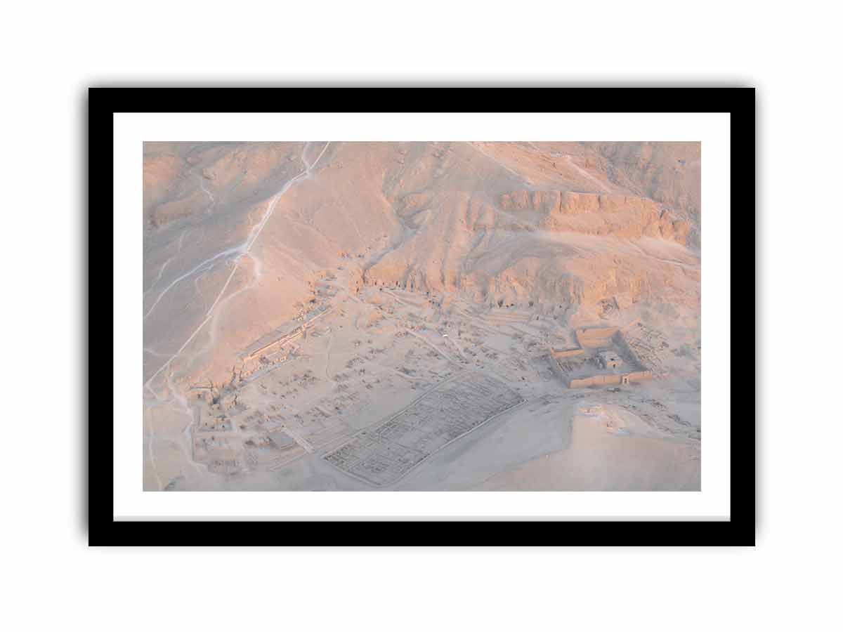 Aerial desert ruins canvas art for refined neutral office decor.