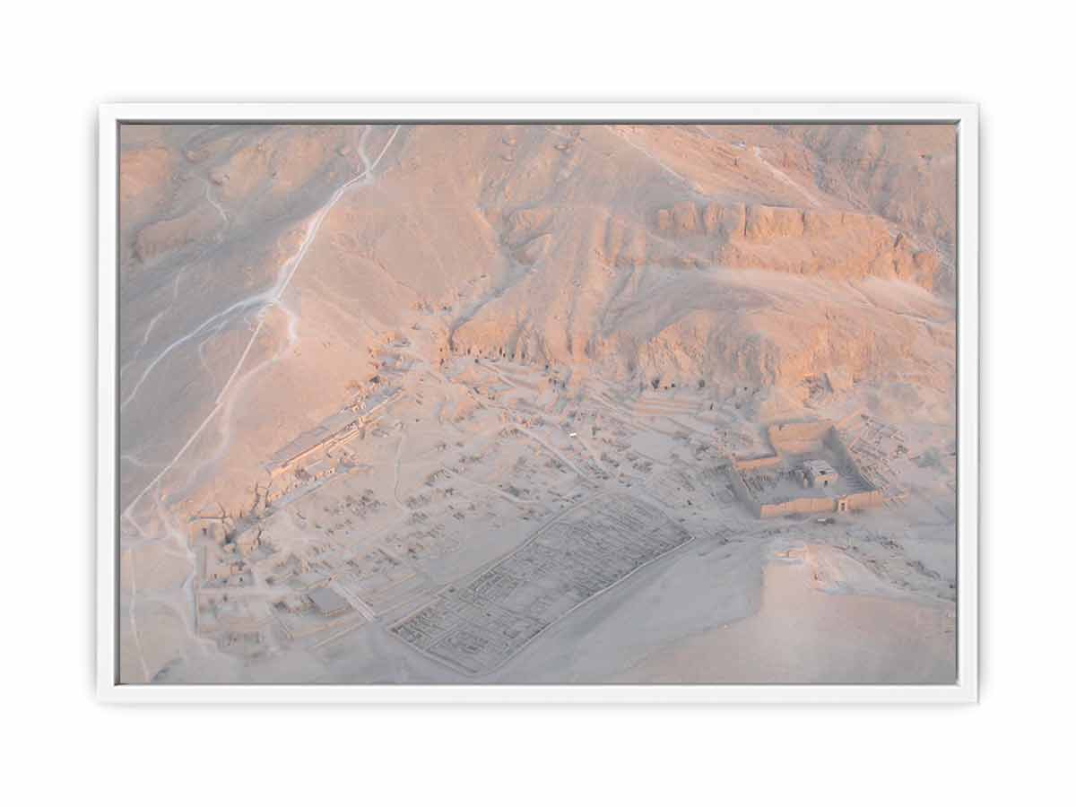Aerial desert ruins canvas art for refined neutral office decor.