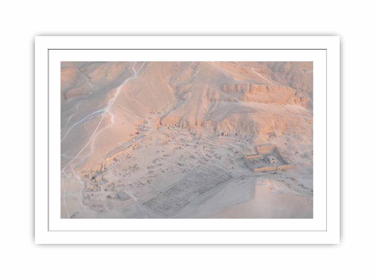 Aerial desert ruins canvas art for refined neutral office decor.