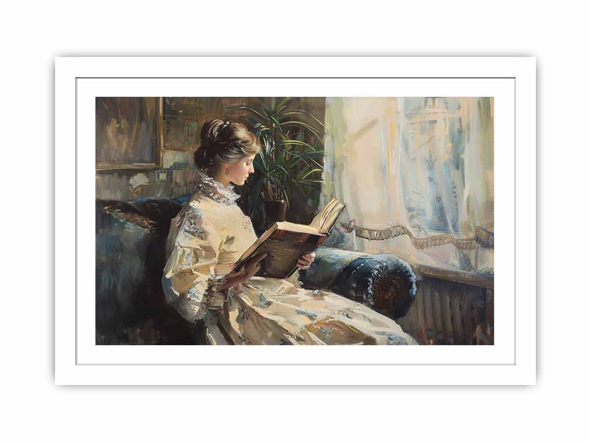 Woman Reading Painting Streched canvas