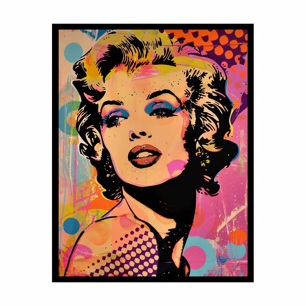 Bold pop art woman portrait canvas for glam bedroom or studio decor.