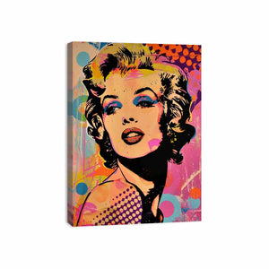 Bold pop art woman portrait canvas for glam bedroom or studio decor.
